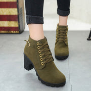 Women's Chunky Block Heel Ankle Boots | Buckle Detail Suede Boots