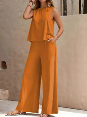 Women's Sleeveless Pants Suit | Loose Casual Summer Two-Piece Set