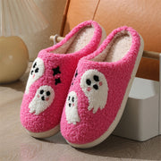 Women's Halloween Cartoon Ghost Cotton Slippers | Non-Slip Winter House Shoes