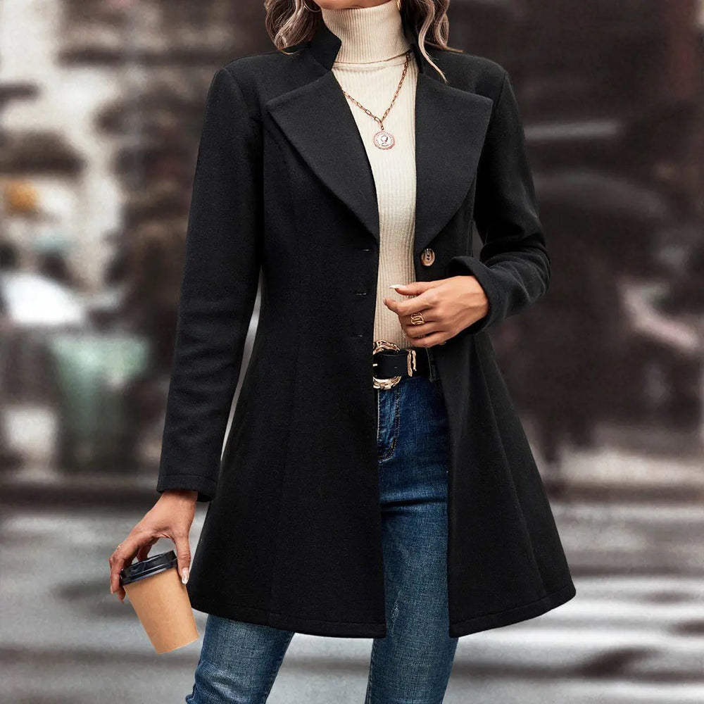 Women's Slim-Fit Woolen Coat | Lapel Winter Outerwear