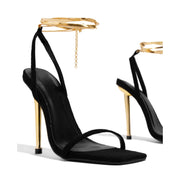 Women's Plus Size Stiletto Strap Sandals | Sexy Square Toe Heels