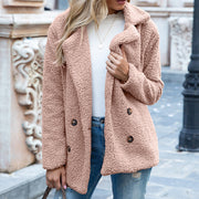 Women's Loose Lapel Fluffy Coat | Winter Button Outwear