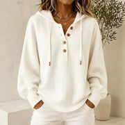 Hooded Knit Cardigan | Women's Relaxed Solid Color Long Sleeve Sweater