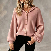 Women's Hooded Knit Cardigan, Button Corduroy Coat – Casual