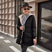Women's Hooded Slim Fit Fleece Lined Coat | Mid-Length Winter Jacket