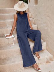 Women's Sleeveless Pants Suit | Loose Casual Summer Two-Piece Set