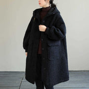 Women's Padded Hooded Coat | Lambswool Loose Plus Size Jacket
