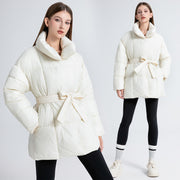 Women's Mid-Length Down Jacket | Loose Fit Winter Coat