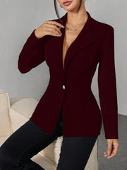 Women's Waist-Cinching Single-Button Blazer | Lapel Outerwear
