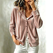 Women's Hooded Button-Down Cardigan | Loose Solid Color Long Sleeve