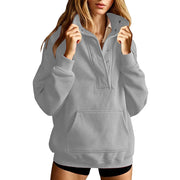 Women's Loose-Fit Solid Color Sweatshirt | Long Sleeve Pullover with Pockets