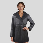 Women's Mid-Length PU Leather Jacket | Two-Way Wear Coat