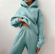 Women's Hooded Sweater Two-Piece Tracksuit | Casual Knit Set