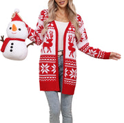 Women's Elk Snowflake Embroidered Knit Cardigan – Winter Casual