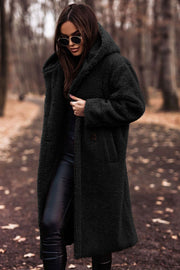 Women's Faux Fur Coat | Warm Hooded Long Teddy Jacket