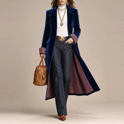 Women's Contrast Lace Velvet Long Coat | Outerwear