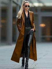Faux Leather Long Coat | Women's Loose Urban Jacket