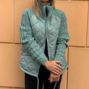 Women's Winter Stand Collar Cotton Jacket | Knitted Stitching Zipper Coat