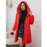 Women's Hooded Mid-Length Thickened Coat | Slim Fit Winter Jacket