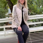 Women's Winter Stand Collar Cotton Jacket | Knitted Stitching Zipper Coat