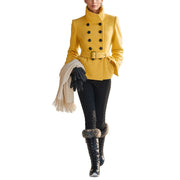 Women's High-Collar Waist-Slimming Wool Coat | Elegant Outerwear