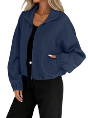Women's Loose High Collar Zip-Up Jacket | Autumn Winter Outerwear