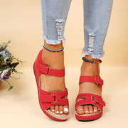 Women's Large Size Peep Toe Roman Sandals | Casual Wedge Velcro Shoes