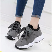 Women's New Style White Casual Shoes | Thick Sole Lace-Up Sneakers