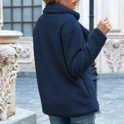 Women's Loose Lapel Fluffy Coat | Winter Button Outwear