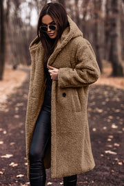 Women's Faux Fur Coat | Warm Hooded Long Teddy Jacket