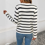 Women's Contrast Color Long Sleeve Knit Cardigan Coat – Casual