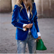 Women's Velvet Lapel Suit Jacket | Slim Single-Breasted Business Blazer