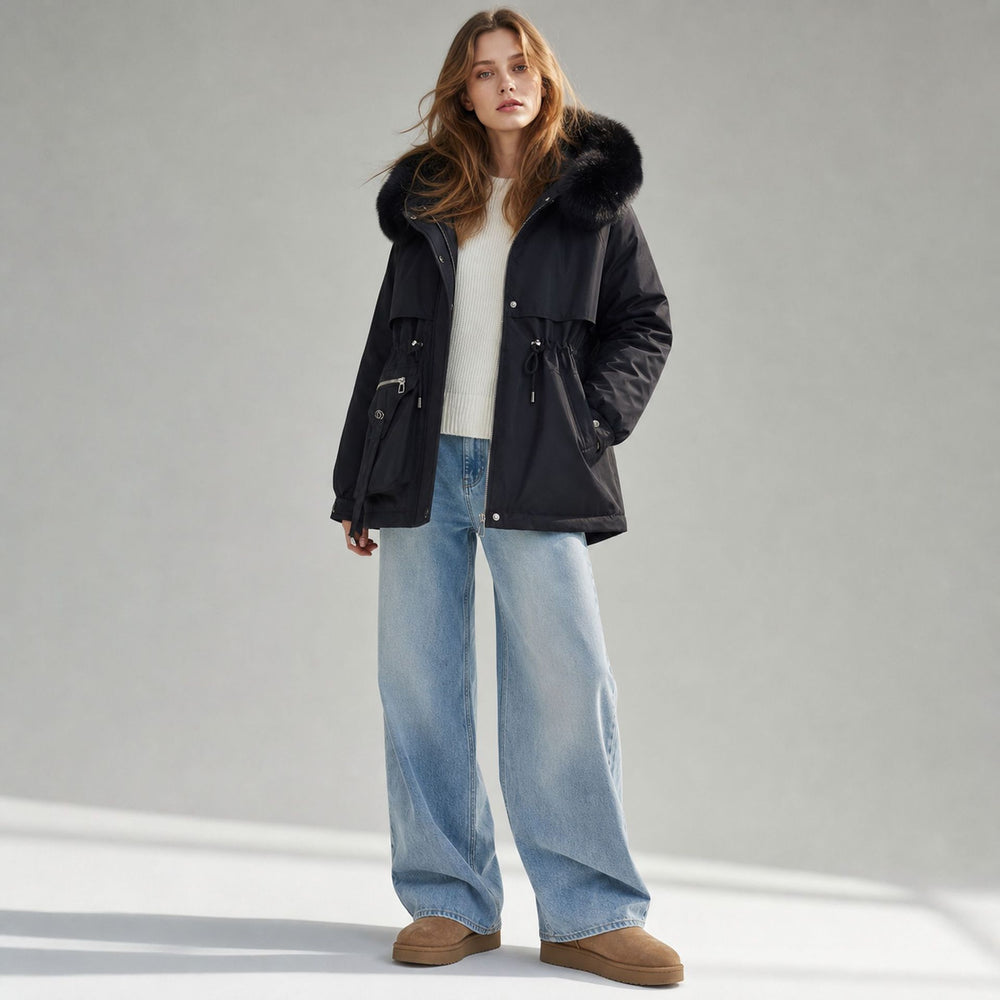 Women's Waist-Slimming Thickened Casual Jacket | Fur Trim & Pockets