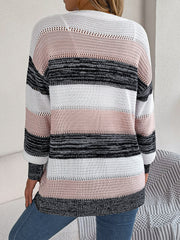 Women's Color Block Lantern Sleeve Cardigan Coat – Casual