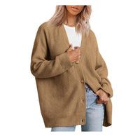 Women's Solid Color Cardigan Sweater | Casual Knit Layering Top