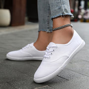 Women's Classic White Canvas Training Shoes | Flat Casual Sneakers