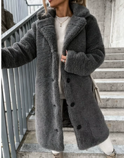Women's Long-sleeved Lapel Plush Jacket | Cozy Winter Cardigan Top