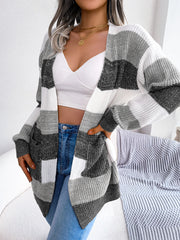 Women's Plaid Lantern Sleeve Cardigan Jacket – Casual