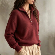 High Neck Half-Zip Sweater | Women's Casual Long Sleeve Knit Top