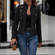 Women's Double-Breasted Suede Jacket | Long Sleeve Outerwear