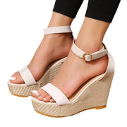 Women's Wedge Straw Woven Ankle-Strap Sandals | Hemp Rope Summer Shoes