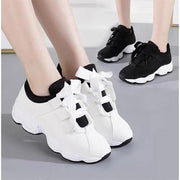 Women's New Style White Casual Shoes | Thick Sole Lace-Up Sneakers