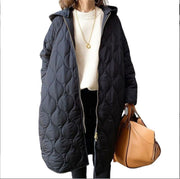 Women's Diamond Lattice Hooded Cotton Coat | Street Style Winter Jacket