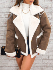 Women's Polo Collar Plush Jacket | Warm Winter Casual Coat
