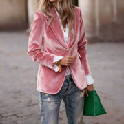 Women's Velvet Lapel Suit Jacket | Slim Single-Breasted Business Blazer