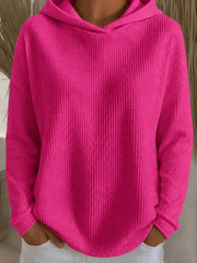Women's Loose-Fit Solid-Color Hoodie | Long Sleeve Pullover