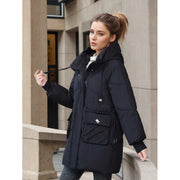Women's Winter Hooded Coat | Thicken Straight Cotton Jacket with Pockets