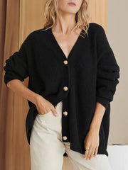 Women's Solid Color Cardigan Sweater | Casual Knit Layering Top