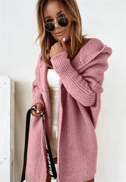 Women's Oversized Bat Sleeve Hooded Cardigan | Loose Knit Sweater