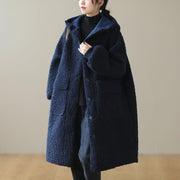 Women's Padded Hooded Coat | Lambswool Loose Plus Size Jacket